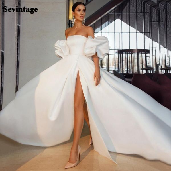 other wedding dresses sevintage high side slide puff sleeves bridal gowns stain a-line strapless bride dress 2021 vestido novia, White
other wedding dresses sevintage high side slide puff sleeves bridal gowns stain a-line strapless bride dress 2021 vestido novia, White