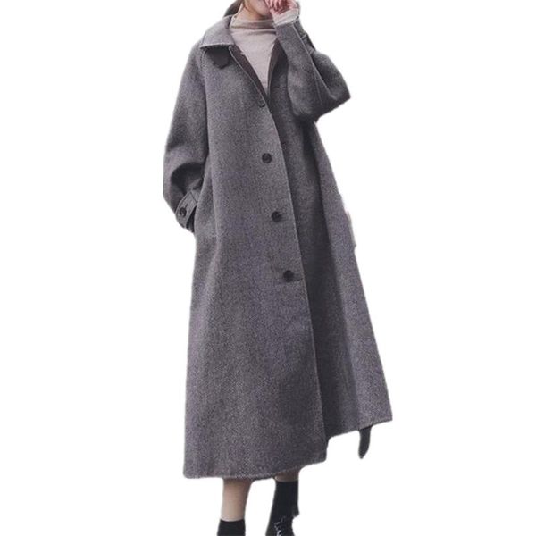 women's wool & blends hepburn style woman coats warm commute simple button lace up mid length overcoat lapel casual loose winter long c, Black
women's wool & blends hepburn style woman coats warm commute simple button lace up mid length overcoat lapel casual loose winter long c, Black