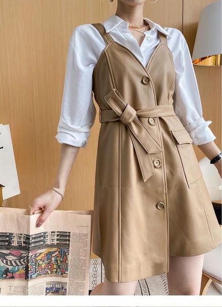 casual dresses 2021 autumn women's sheepskin real leather dresss c166, Black;gray
casual dresses 2021 autumn women's sheepskin real leather dresss c166, Black;gray