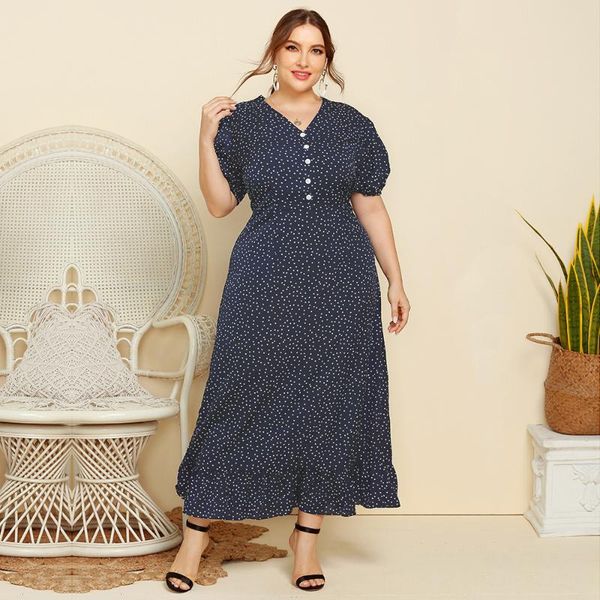 casual dresses 2021 summer dress women buttons v neck short sleeve polka dot print high waist plus size maxi long, Black;gray
casual dresses 2021 summer dress women buttons v neck short sleeve polka dot print high waist plus size maxi long, Black;gray