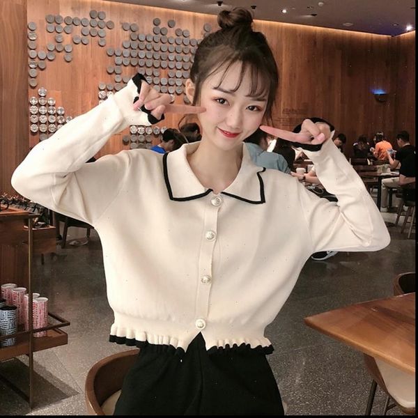 women sweater womens elegant turn down collar button pullover female korean kawaii ladies knitted jumpers autumn winter clothing, White;black
women sweater womens elegant turn down collar button pullover female korean kawaii ladies knitted jumpers autumn winter clothing, White;black