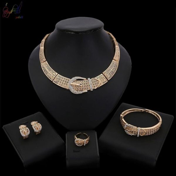 earrings & necklace yulaili unique design belt shape fashion four pieces jewelry set for women, Silver 
earrings & necklace yulaili unique design belt shape fashion four pieces jewelry set for women, Silver