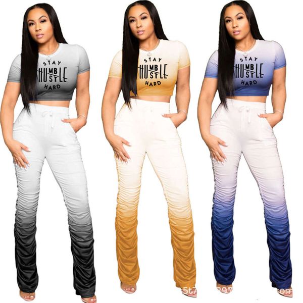 b8830 new fashion women's color gradient letter printing casual pants suit, Black;white
b8830 new fashion women's color gradient letter printing casual pants suit, Black;white