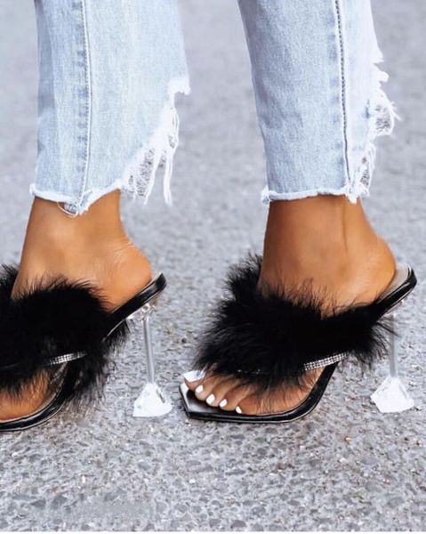 female shoes plush slippers for adults thin heels glitter slides heeled mules rubber flip flops 2021 fur jelly high transparent, Black
female shoes plush slippers for adults thin heels glitter slides heeled mules rubber flip flops 2021 fur jelly high transparent, Black