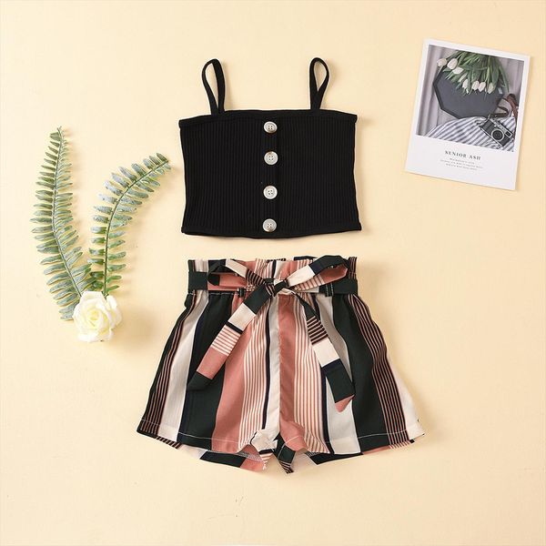 baby girls children clothes 2 piece set fashion cute black crop print lacing shorts kids outfit vacation, White
baby girls children clothes 2 piece set fashion cute black crop print lacing shorts kids outfit vacation, White