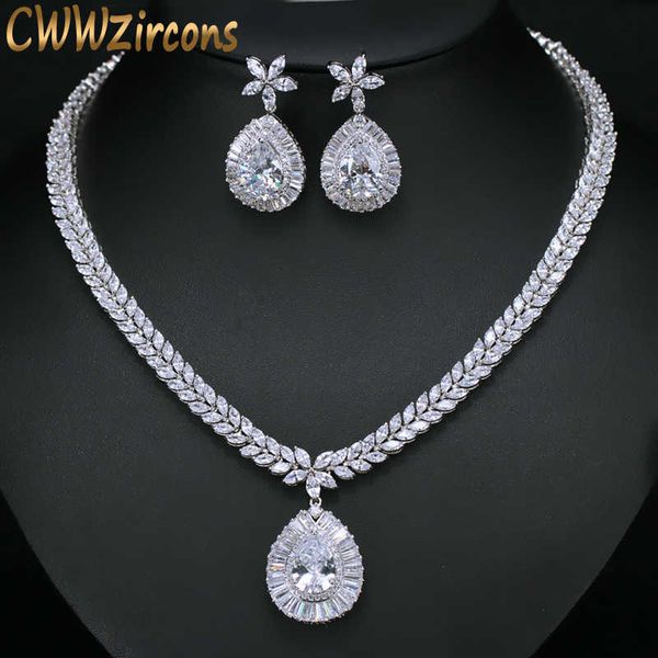 perfect pear cut white gold color dangle drop crystal women big costume jewelry sets cubic zirconia necklace for wedding t278 h1022, Silver
perfect pear cut white gold color dangle drop crystal women big costume jewelry sets cubic zirconia necklace for wedding t278 h1022, Silver