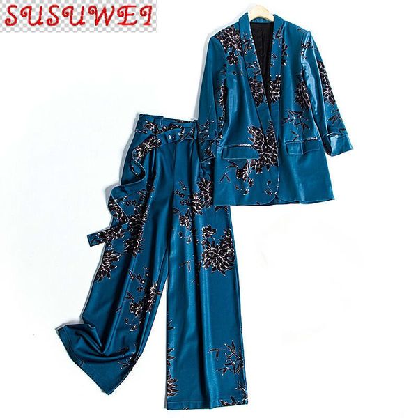 women's elegant suit pants two-piece autumn and winter temperament printed ladies jacket loose wide leg two piece, White
women's elegant suit pants two-piece autumn and winter temperament printed ladies jacket loose wide leg two piece, White