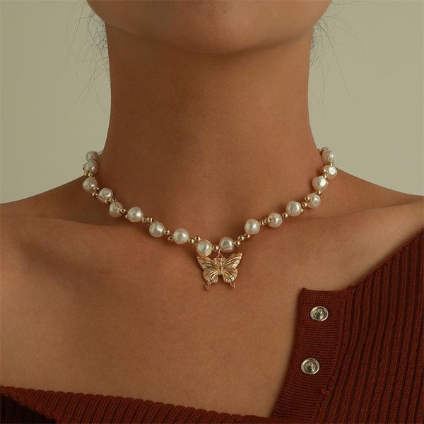 pendant necklaces elegant imitation pearl necklace for women wedding choker metal beads butterfly charms fashion jewelry gifts collar, Silver
pendant necklaces elegant imitation pearl necklace for women wedding choker metal beads butterfly charms fashion jewelry gifts collar, Silver