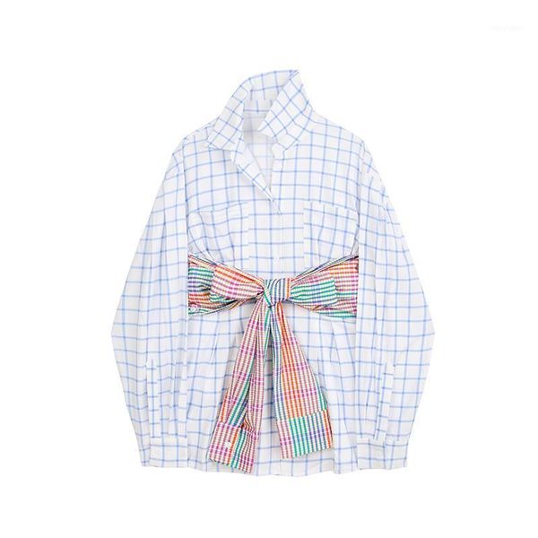 women's blouses & shirts fake two-piece plaid lace-up turn down collar bow women design fashion long-sleeved loose autumn, White
women's blouses & shirts fake two-piece plaid lace-up turn down collar bow women design fashion long-sleeved loose autumn, White