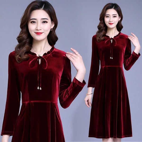gold velvet dress autumn retro temperament women's long-sleeved plus size pleated base office lady 210603, Black;gray
gold velvet dress autumn retro temperament women's long-sleeved plus size pleated base office lady 210603, Black;gray