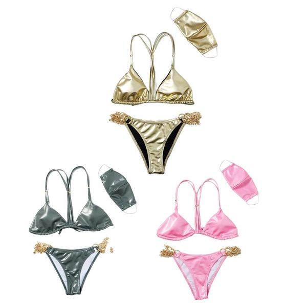 one-piece suits women shiny metallic faux leather bikini set with face mask triangle bra swimsuit metal chain bottom bathing suit
one-piece suits women shiny metallic faux leather bikini set with face mask triangle bra swimsuit metal chain bottom bathing suit