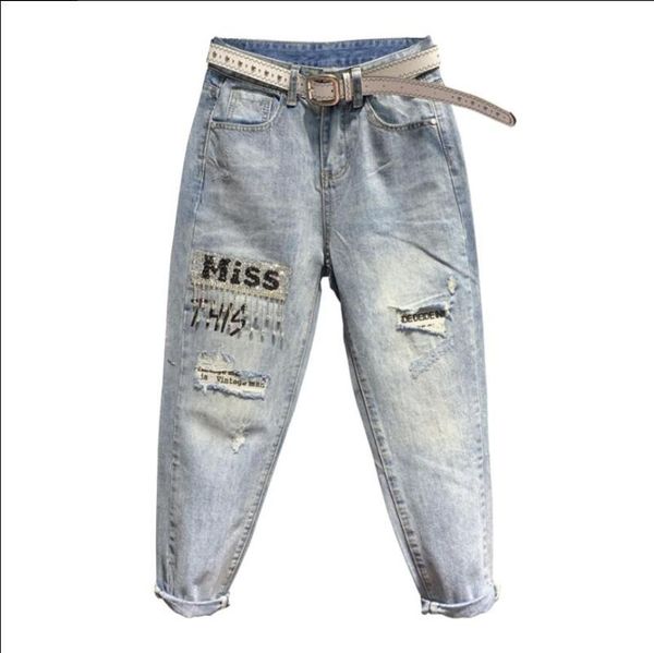 women's jeans european high waist loose capri harem pants female 2021 spring cool diamond tassel holes drilling trousers femme, Blue
women's jeans european high waist loose capri harem pants female 2021 spring cool diamond tassel holes drilling trousers femme, Blue
