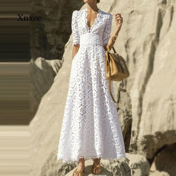 party dresses women v neck robe elegant white maxi dress half sleeve high waist hollow out slim autumn fashion bodycon, White;black
party dresses women v neck robe elegant white maxi dress half sleeve high waist hollow out slim autumn fashion bodycon, White;black