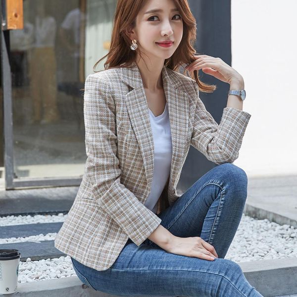 suit suit 2021 female casual pink apricot plaid long sleeve thin blazer chic outwear jacket, White;black
suit suit 2021 female casual pink apricot plaid long sleeve thin blazer chic outwear jacket, White;black