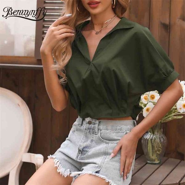 raglan sleeve turndown collar solid crop blouse women summer short fashion casual female blouses 210510, White
raglan sleeve turndown collar solid crop blouse women summer short fashion casual female blouses 210510, White