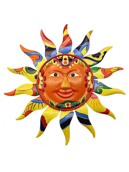 decorative objects & figurines large metal sun wall art decor face garden sculptures statues hand painted hanging