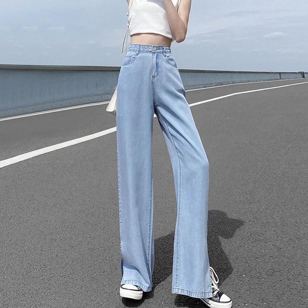 women's jeans summer pants high waist wide mom boyfriend large size leg women denim trousers, Blue
women's jeans summer pants high waist wide mom boyfriend large size leg women denim trousers, Blue