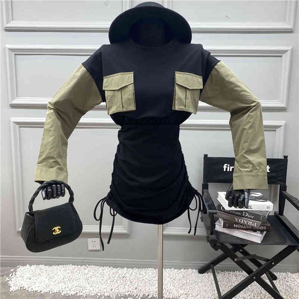 personalised hip sac seam skirt 2021 spring niche design contrast cord color fold waist dress, Black;gray
personalised hip sac seam skirt 2021 spring niche design contrast cord color fold waist dress, Black;gray