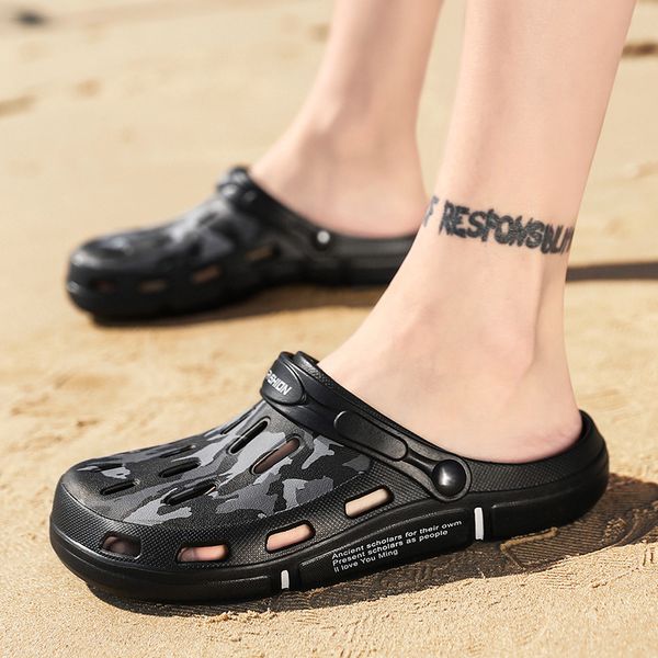 dongdong shoes men's korean fashion outdoor slippers camouflage dual purpose non slip summer baotou beach sandals, Black
dongdong shoes men's korean fashion outdoor slippers camouflage dual purpose non slip summer baotou beach sandals, Black