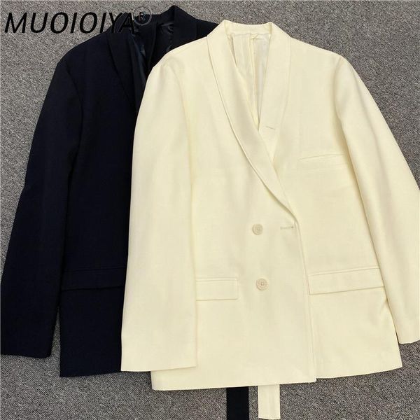 

women's suits & blazers double breasted blazer women's long sleeve solid color loose straight autumn office lady suit coat, White;black