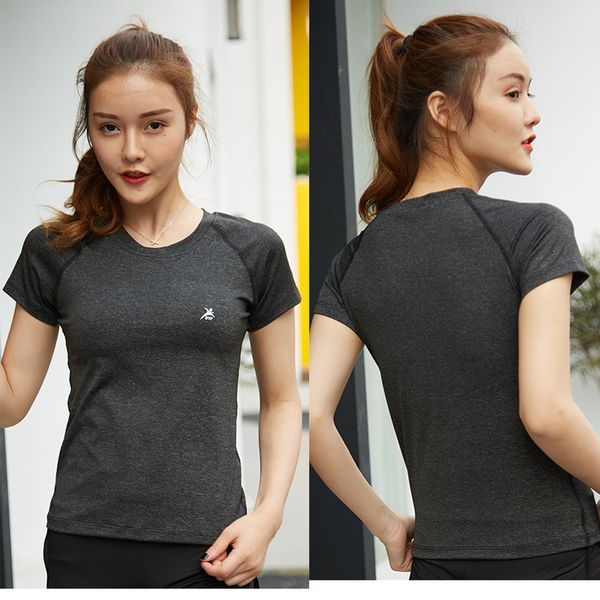 duanran sports elastic fitness women's t-shirt short sleeve running yoga suit single top, Gray
duanran sports elastic fitness women's t-shirt short sleeve running yoga suit single top, Gray