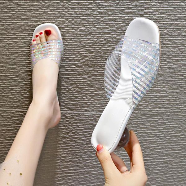 slippers women's shoes sandals crystal open toed heels pumps transparent slides zapatillas mujer size 35-41, Black
slippers women's shoes sandals crystal open toed heels pumps transparent slides zapatillas mujer size 35-41, Black