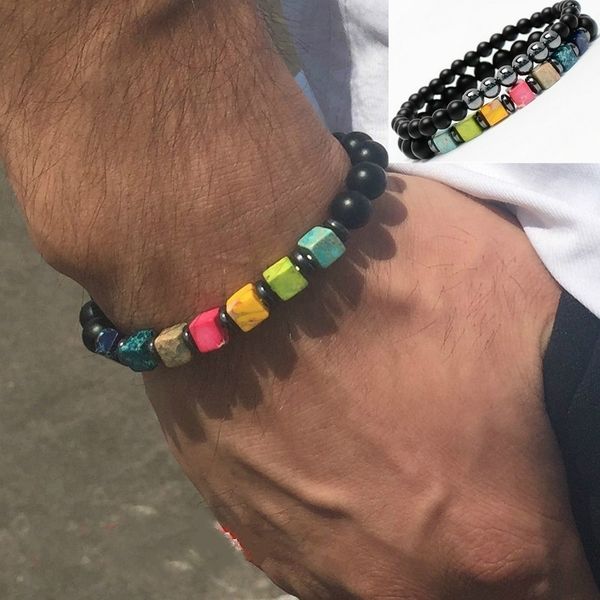 2 pcs/set natural square stone couple bracelet set vintage 7 chakra beaded strand bangle for lover yoga buddha jewelry gift, Black
2 pcs/set natural square stone couple bracelet set vintage 7 chakra beaded strand bangle for lover yoga buddha jewelry gift, Black