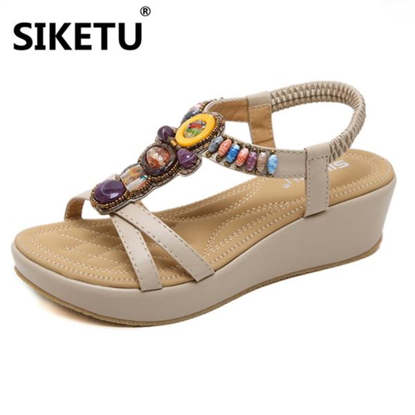 version of the sandal bohemian back strap 5cm heel womens wedges shoes fashion string beaded large size dress, Black
version of the sandal bohemian back strap 5cm heel womens wedges shoes fashion string beaded large size dress, Black