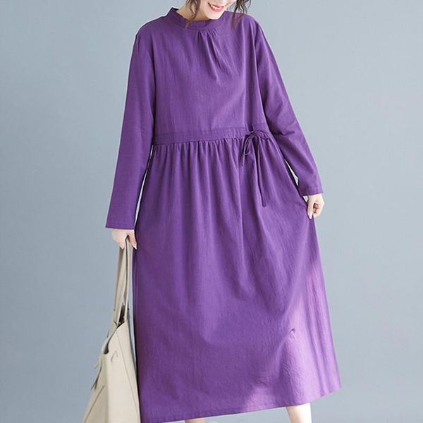 casual dresses 2021 solid color purple women dress long sleeve cotton linen autumn stand collar vintage spring female, Black;gray
casual dresses 2021 solid color purple women dress long sleeve cotton linen autumn stand collar vintage spring female, Black;gray