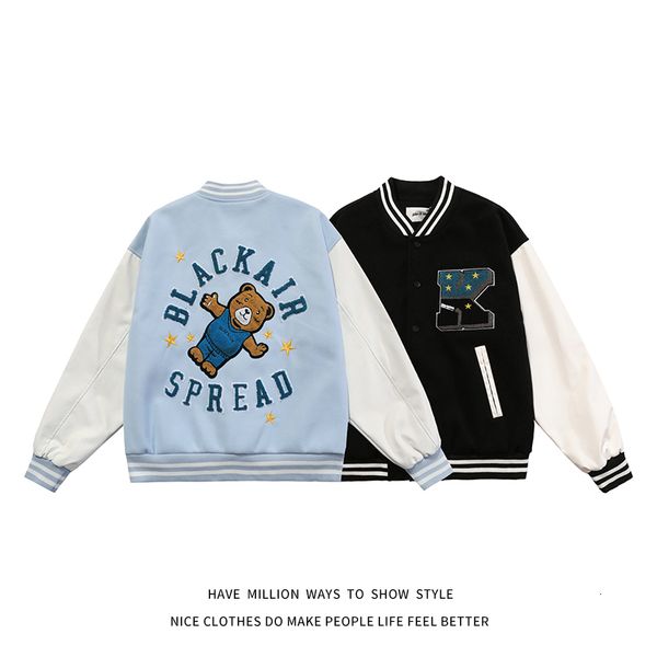 men's jackets male and female pilot baseball jacket, jacket with bear pattern, , autumn spring, Black;brown 
men's jackets male and female pilot baseball jacket, jacket with bear pattern, , autumn spring, Black;brown