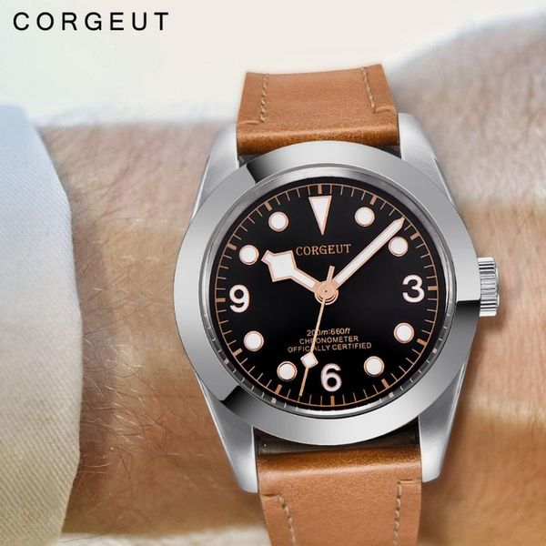 wristwatches corgeut sports military men's automatic watch leather strap stainless steel silver case luminous watc 07, Slivery;brown
wristwatches corgeut sports military men's automatic watch leather strap stainless steel silver case luminous watc 07, Slivery;brown