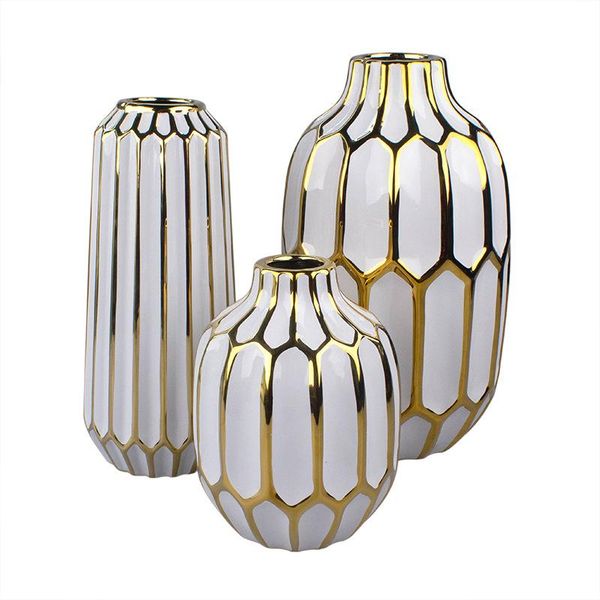 european electroplated ceramic vase white gilt stripes living room office decoration crafts flower modern home furnishings vases
european electroplated ceramic vase white gilt stripes living room office decoration crafts flower modern home furnishings vases