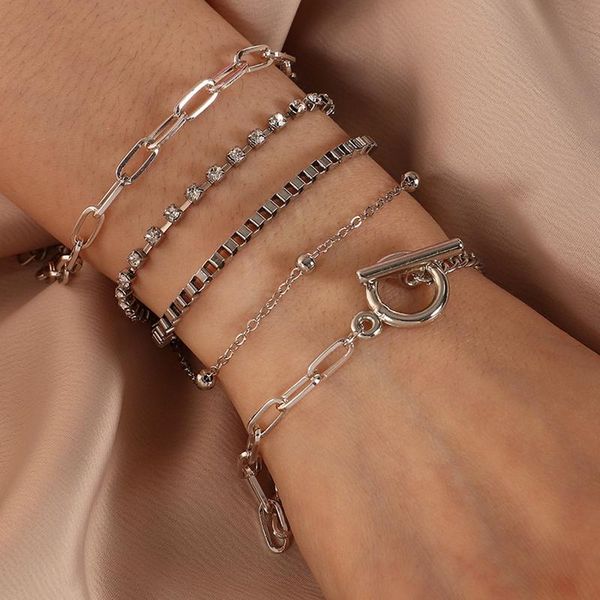 link, chain 5pcs/sets punk bracelets for women hollow geometric charms bead adjustable bohemian jewelry accessories, Black
link, chain 5pcs/sets punk bracelets for women hollow geometric charms bead adjustable bohemian jewelry accessories, Black