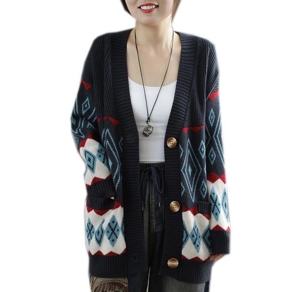 women's knits & tees women cardigan loose print sweaters oversize big knit outwear jacket for autumn winter casual retro vintage a09131, White
women's knits & tees women cardigan loose print sweaters oversize big knit outwear jacket for autumn winter casual retro vintage a09131, White