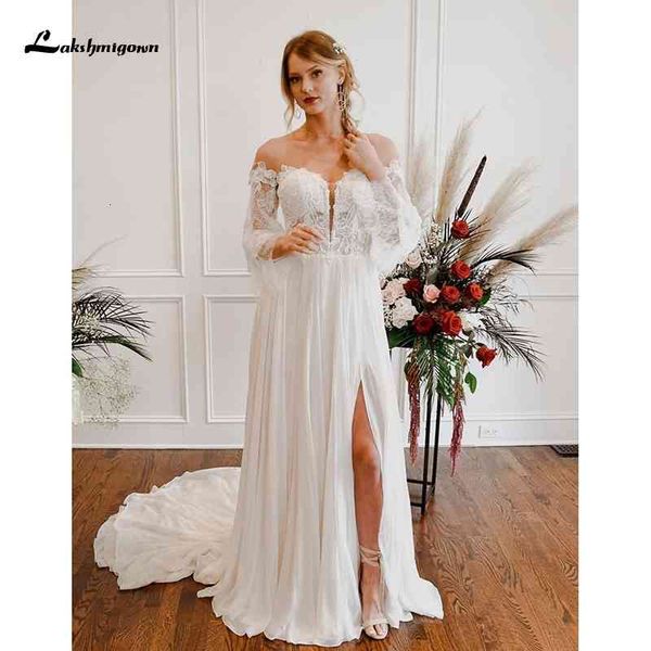 2021 new wedding boat neck long sleeve lantern side slit brides with sweep train lace appliques beach bride to be elegant jxnr, White
2021 new wedding boat neck long sleeve lantern side slit brides with sweep train lace appliques beach bride to be elegant jxnr, White