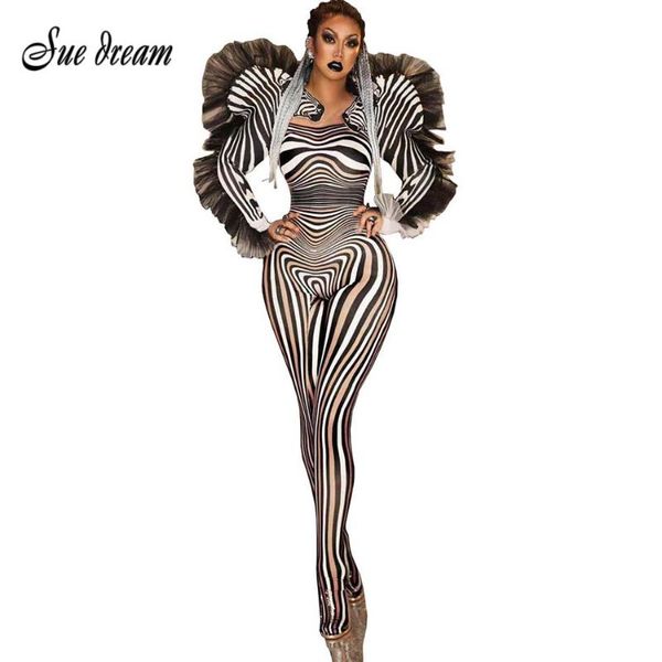 women's jumpsuits & rompers 2021 fashion long sleeve zebra pattern jumpsuit female singer stage outfit bar dance cosplay performance, Black;white
women's jumpsuits & rompers 2021 fashion long sleeve zebra pattern jumpsuit female singer stage outfit bar dance cosplay performance, Black;white