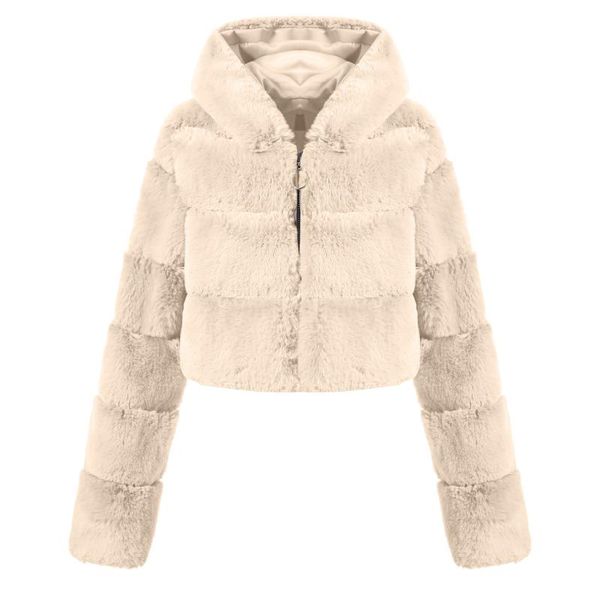 women's fur & faux furry hooded cropped coat thick warm outerwear plus size overcoat full zip, Black
women's fur & faux furry hooded cropped coat thick warm outerwear plus size overcoat full zip, Black