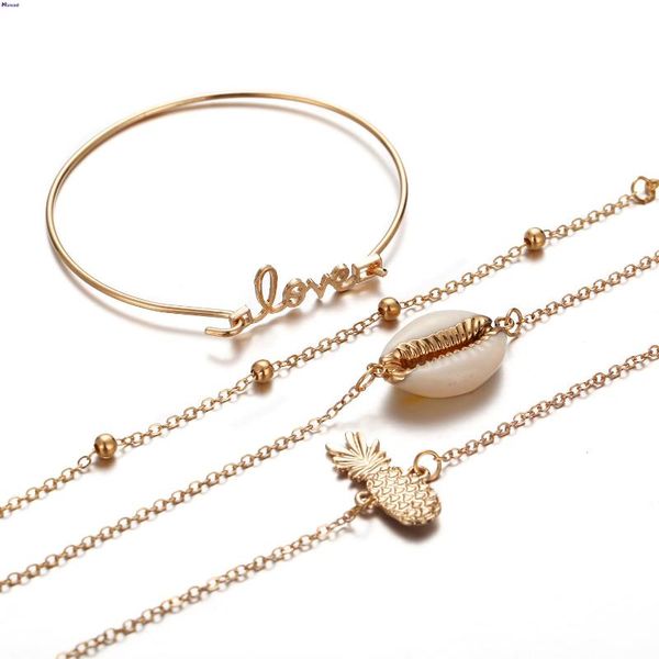 charm bracelets wish pattern bracelet suit fashion temperament pineapple shell woman 4 bar dress, Golden;silver
charm bracelets wish pattern bracelet suit fashion temperament pineapple shell woman 4 bar dress, Golden;silver