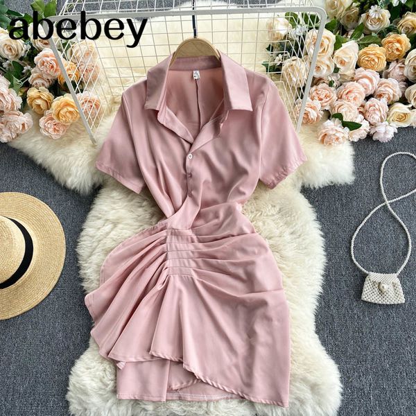 design drawstring ruched satin dress women korean turn down collar party summer chic streetwear mini shirt 210512, Black;gray
design drawstring ruched satin dress women korean turn down collar party summer chic streetwear mini shirt 210512, Black;gray