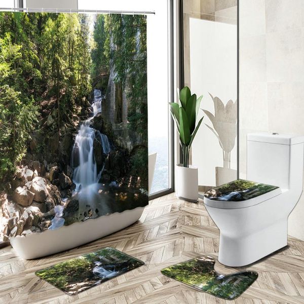 forest waterfall scenery bathroom shower curtain set trees rocks green plants natural landscape rug toilet lid cover bath mat curtains
forest waterfall scenery bathroom shower curtain set trees rocks green plants natural landscape rug toilet lid cover bath mat curtains
