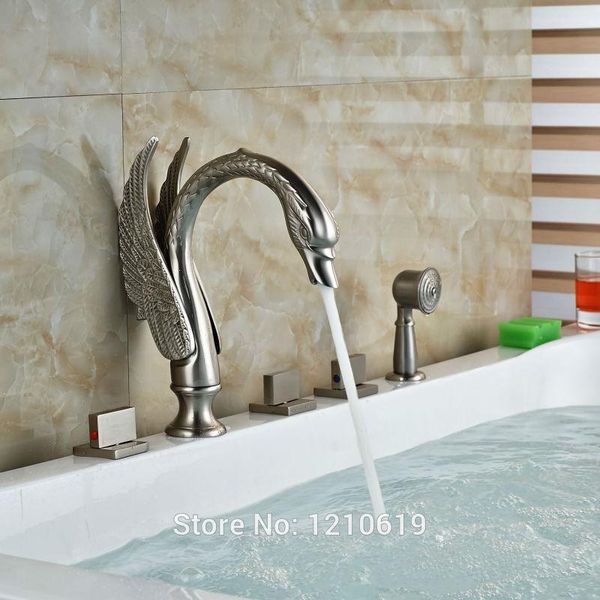uythner ly nickel brushed bathtub faucet w/ hand shower deck mounted luxury swan tub mixer bathroom sets
uythner ly nickel brushed bathtub faucet w/ hand shower deck mounted luxury swan tub mixer bathroom sets