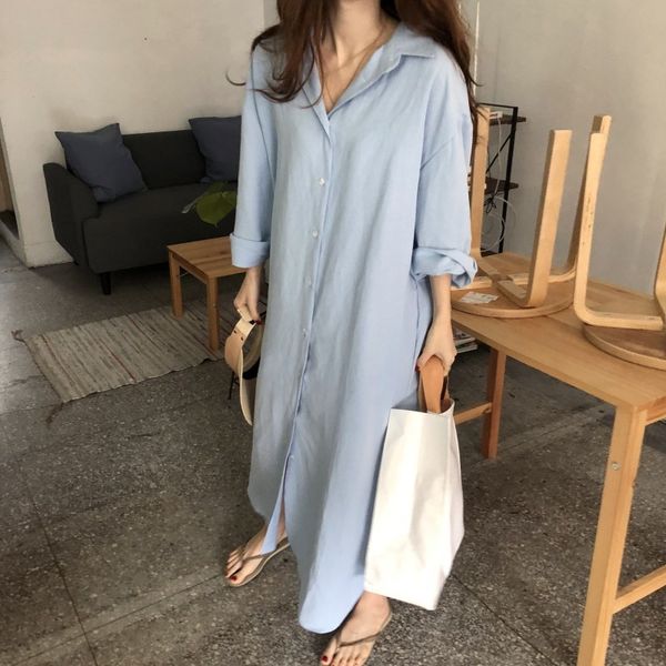 s-2xl long sleeve shirt dress casual patchwork white cotton dresses collar buttons loose robe femme vestido 820e 210420
s-2xl long sleeve shirt dress casual patchwork white cotton dresses collar buttons loose robe femme vestido 820e 210420