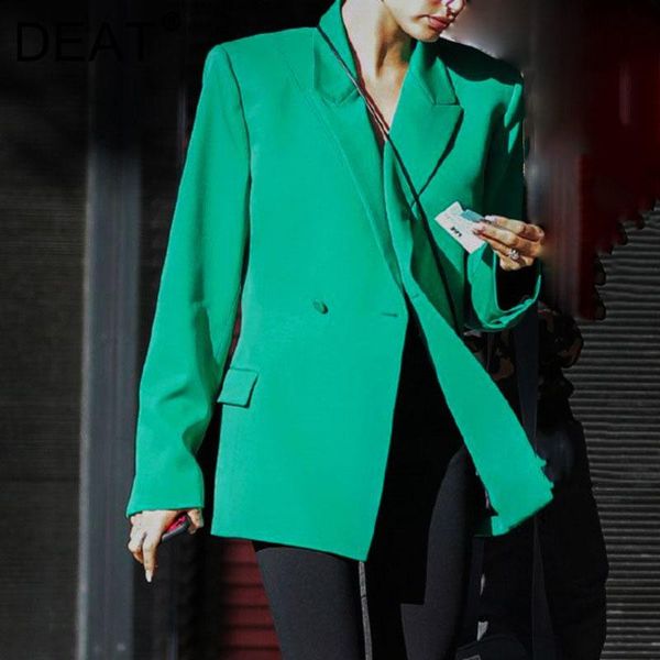 women's suits & blazers deat 2021 women fashion loose green notched long sleeve single button pockets office lady blazer autumn winter, White;black
women's suits & blazers deat 2021 women fashion loose green notched long sleeve single button pockets office lady blazer autumn winter, White;black