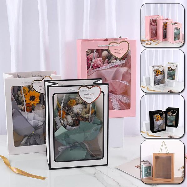 gift tote bag kraft paper bags flower box with handle packing gifts boxes transparent window valentine's day wedding party decor wrap
gift tote bag kraft paper bags flower box with handle packing gifts boxes transparent window valentine's day wedding party decor wrap