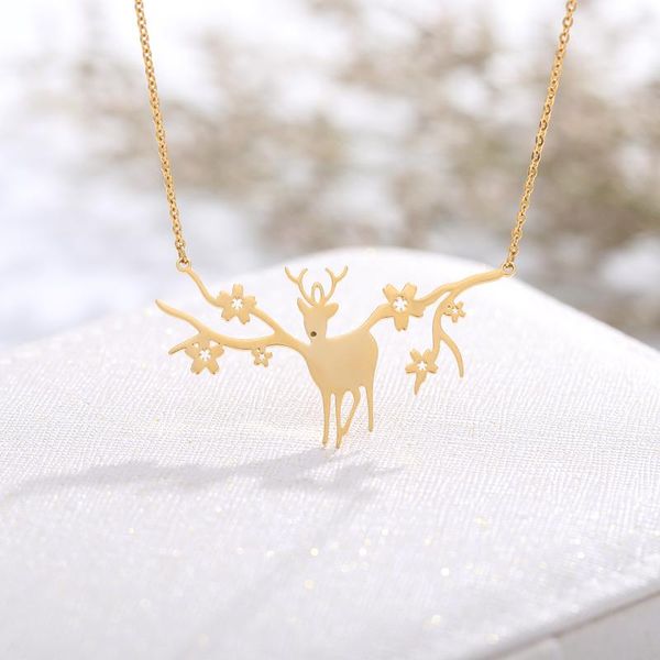 pendant necklaces trendy stainless steel chain deer flower animal necklace for women choker party jewelry birthday christmas gifts 2021, Silver
pendant necklaces trendy stainless steel chain deer flower animal necklace for women choker party jewelry birthday christmas gifts 2021, Silver