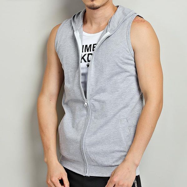 men's sleeveless sweatshirt casual hoodie elastic waist hooded tank sports zipper hoodies for male joggers sportswear pockets vest, Black
men's sleeveless sweatshirt casual hoodie elastic waist hooded tank sports zipper hoodies for male joggers sportswear pockets vest, Black