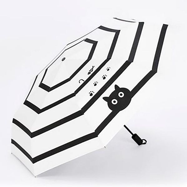umbrellas black and white stripes three folding windproof travel umbrella with cat fish
umbrellas black and white stripes three folding windproof travel umbrella with cat fish