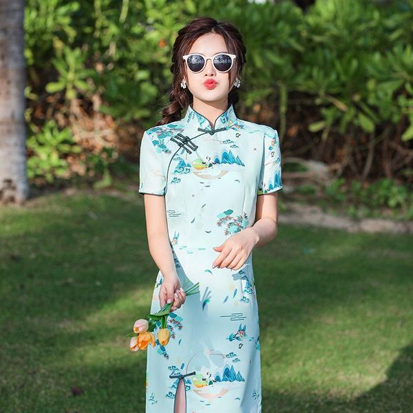 ethnic clothing traditional chinese style short sleeve cheongsam women party fashion vintage retro green print qipao, Red
ethnic clothing traditional chinese style short sleeve cheongsam women party fashion vintage retro green print qipao, Red