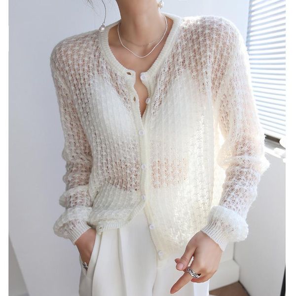 women's knits & tees french gentle wind minority mohair hook flower hollow breathable thin knit cardigan sweater 2021 spring and summer, White
women's knits & tees french gentle wind minority mohair hook flower hollow breathable thin knit cardigan sweater 2021 spring and summer, White