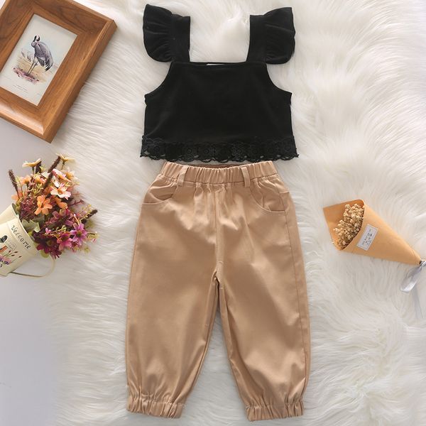 girls' clothes set summer lace stitching flying sleeve + solid color trousers two-piece fashion sports children's 210515, White
girls' clothes set summer lace stitching flying sleeve + solid color trousers two-piece fashion sports children's 210515, White